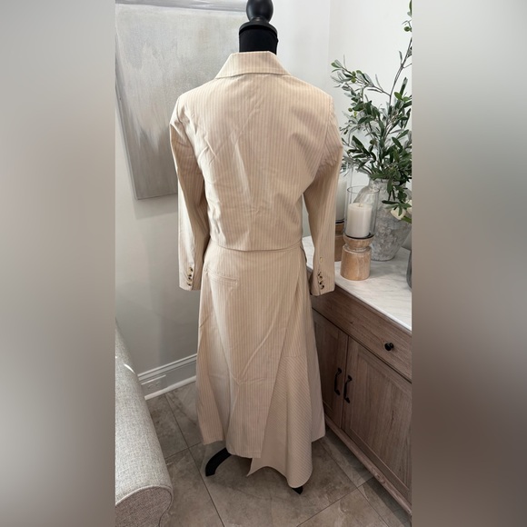 NWT Riva Tailored Pinstripe Two-Piece Skirt Suit in Light Beige - Picture 4 of 12